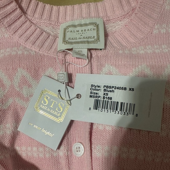 NWT SAIL to SABLE Blush Button Front Bow Cardigan - Picture 6 of 6